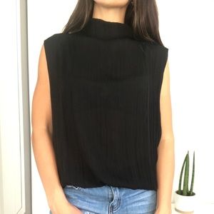 H&M Sleeveless SHEER Black 1/2 turtle neck